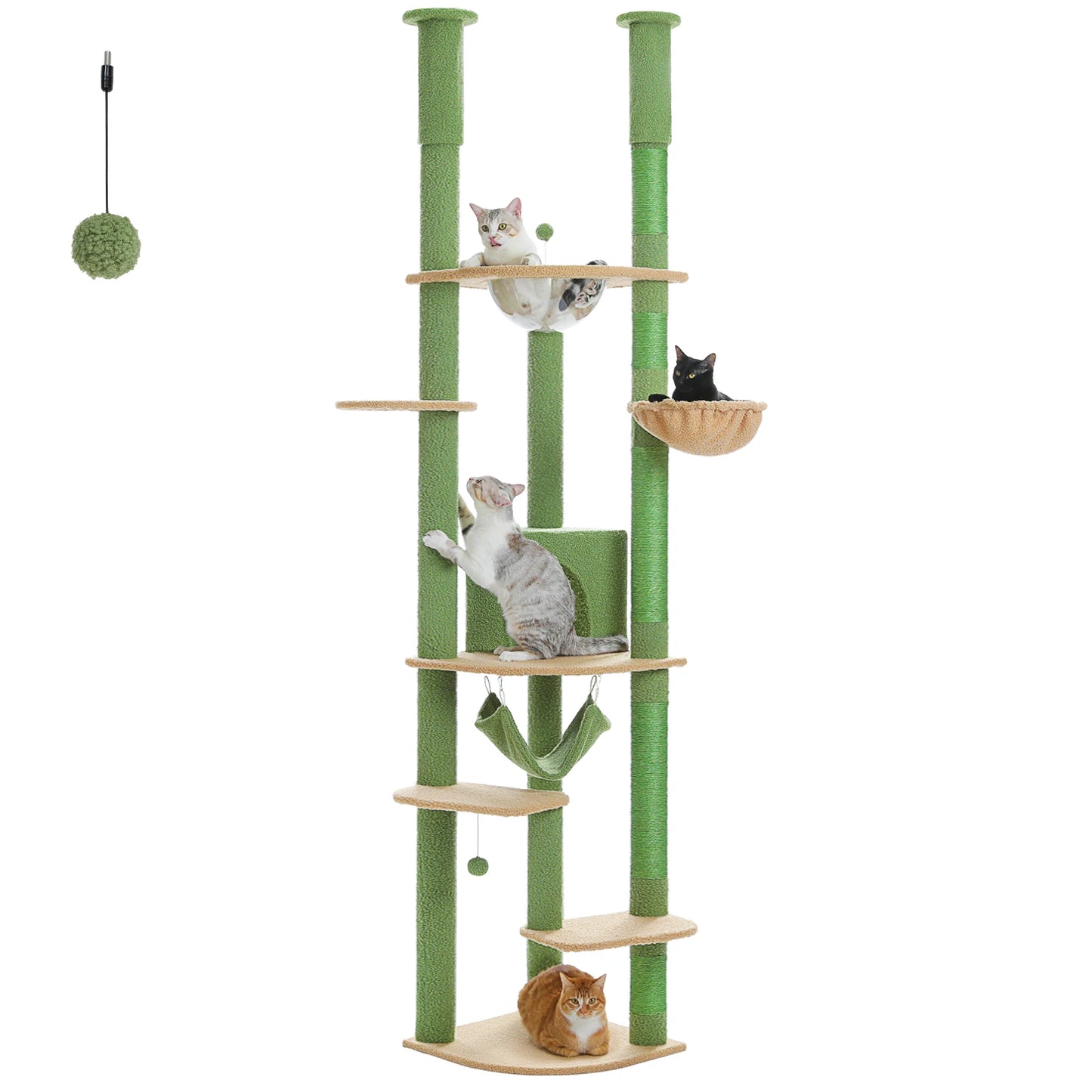 Adjustable Cat Tree with Scratching Posts & Hammock