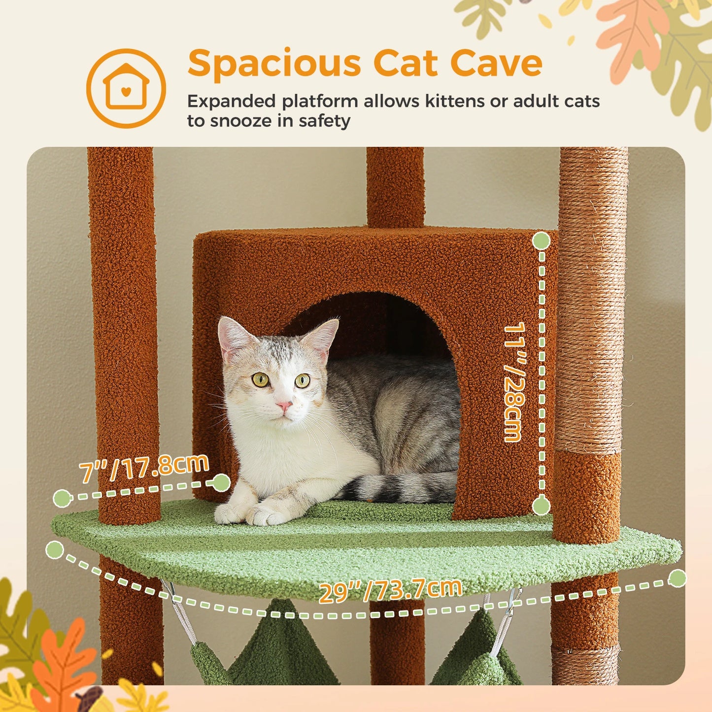 Adjustable Cat Tree with Scratching Posts & Hammock