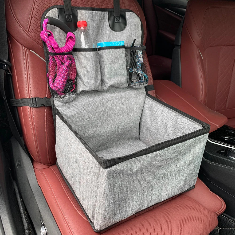 Dog Car Booster Seat – Front Seat with Storage Pockets