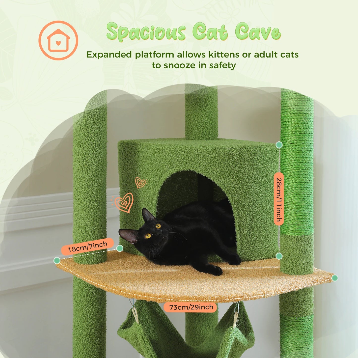 Adjustable Cat Tree with Scratching Posts & Hammock
