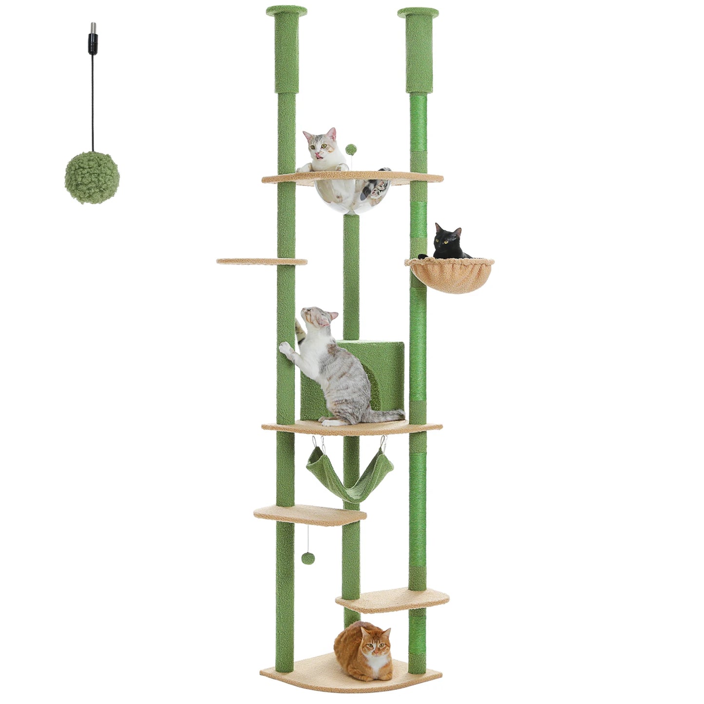 Adjustable Cat Tree with Scratching Posts & Hammock