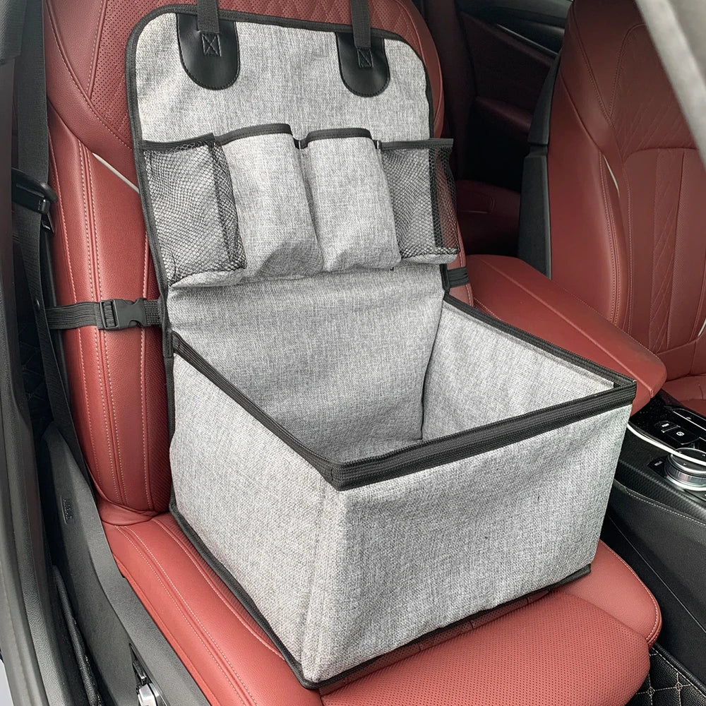 Dog Car Booster Seat – Front Seat with Storage Pockets
