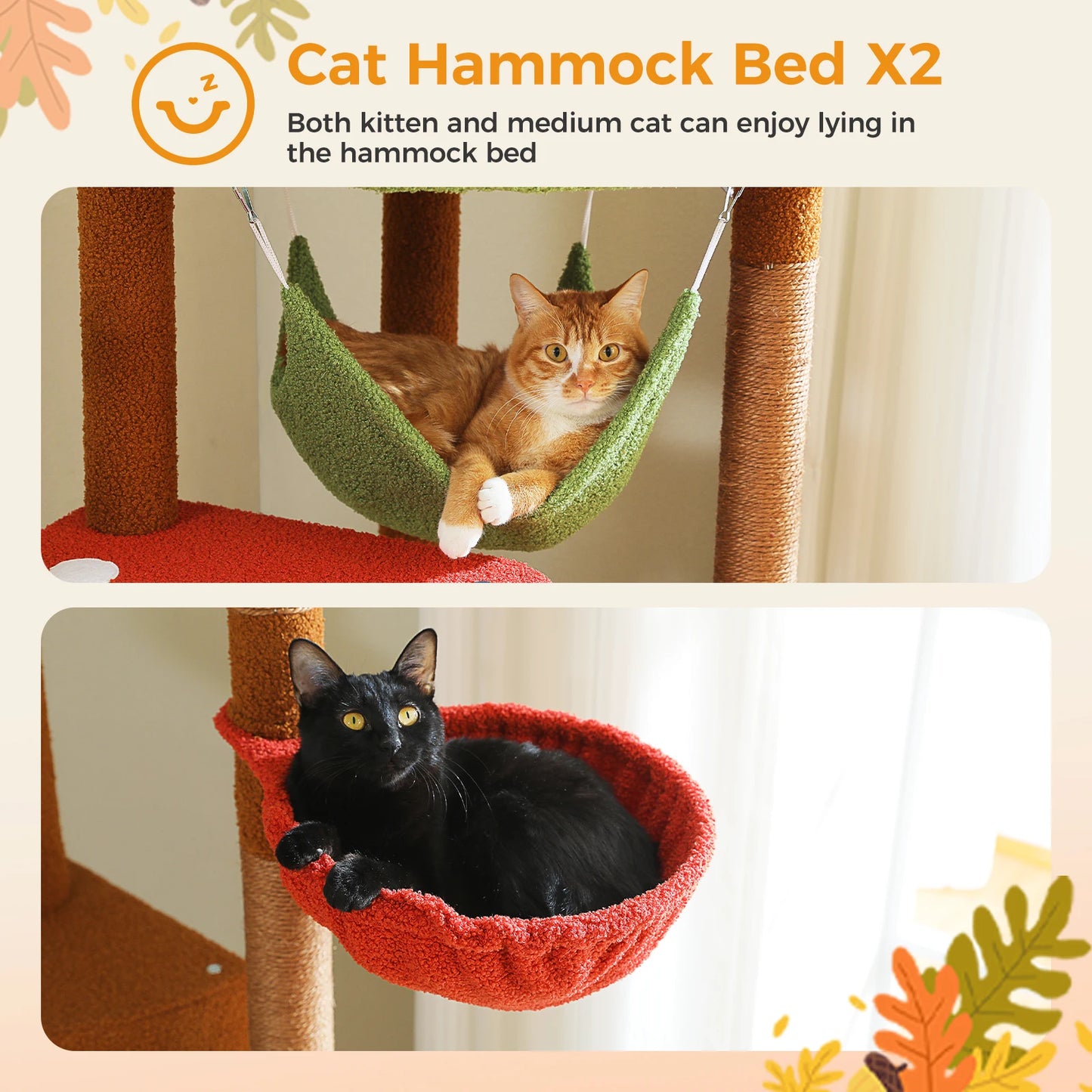 Adjustable Cat Tree with Scratching Posts & Hammock
