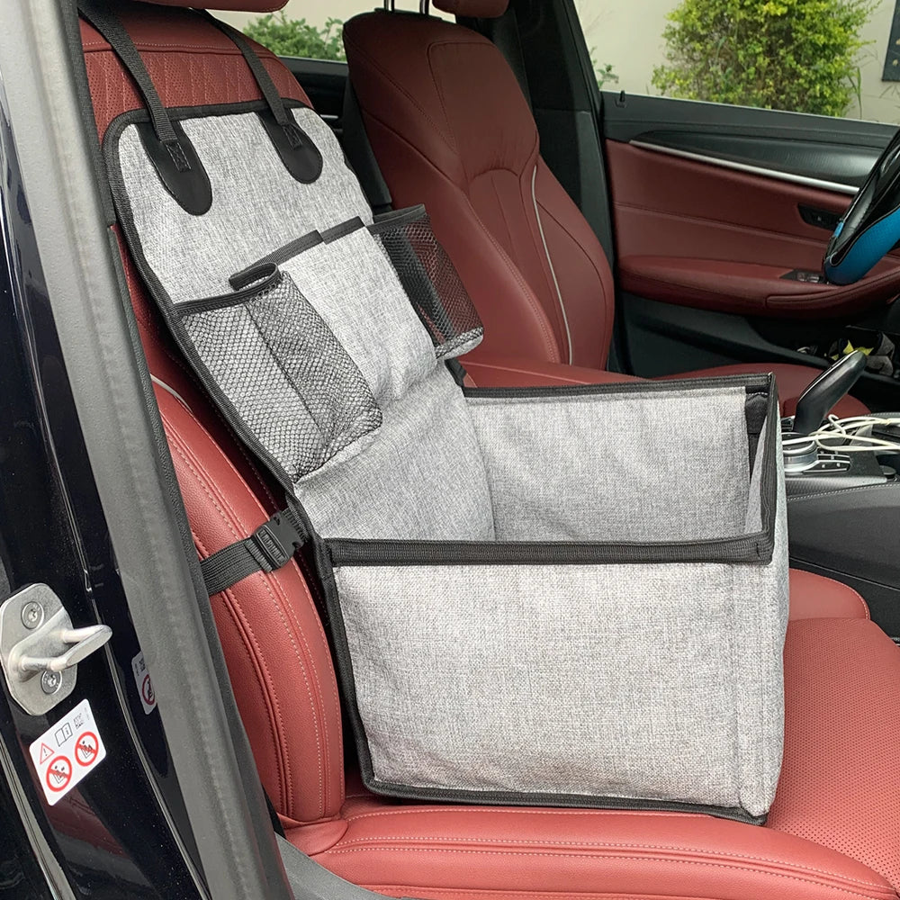 Dog Car Booster Seat – Front Seat with Storage Pockets