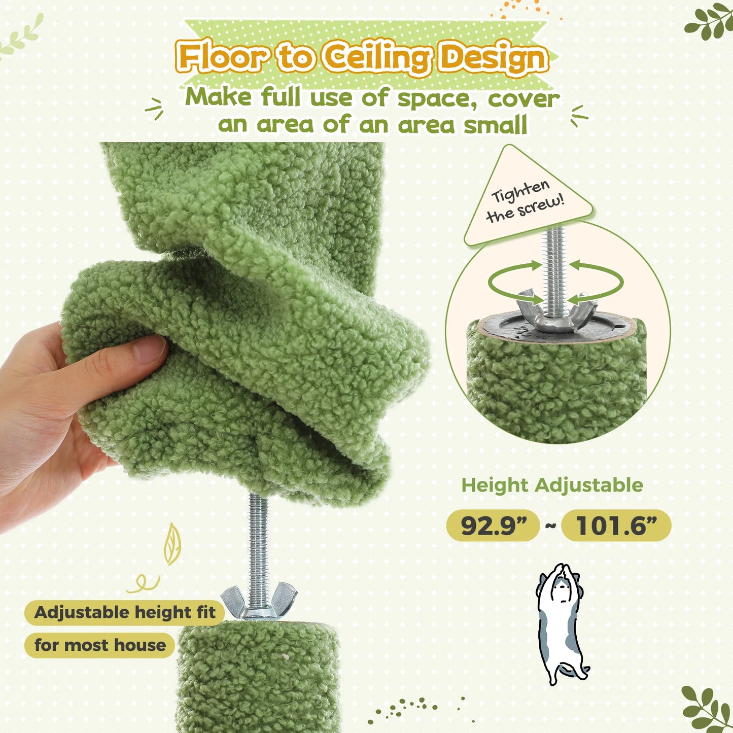 Adjustable Cat Tree with Scratching Posts & Hammock