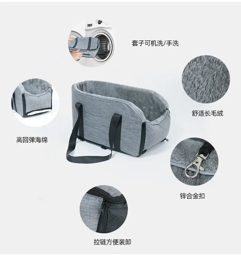 Portable Dog Car Seat Bed – Detachable Travel Carrier