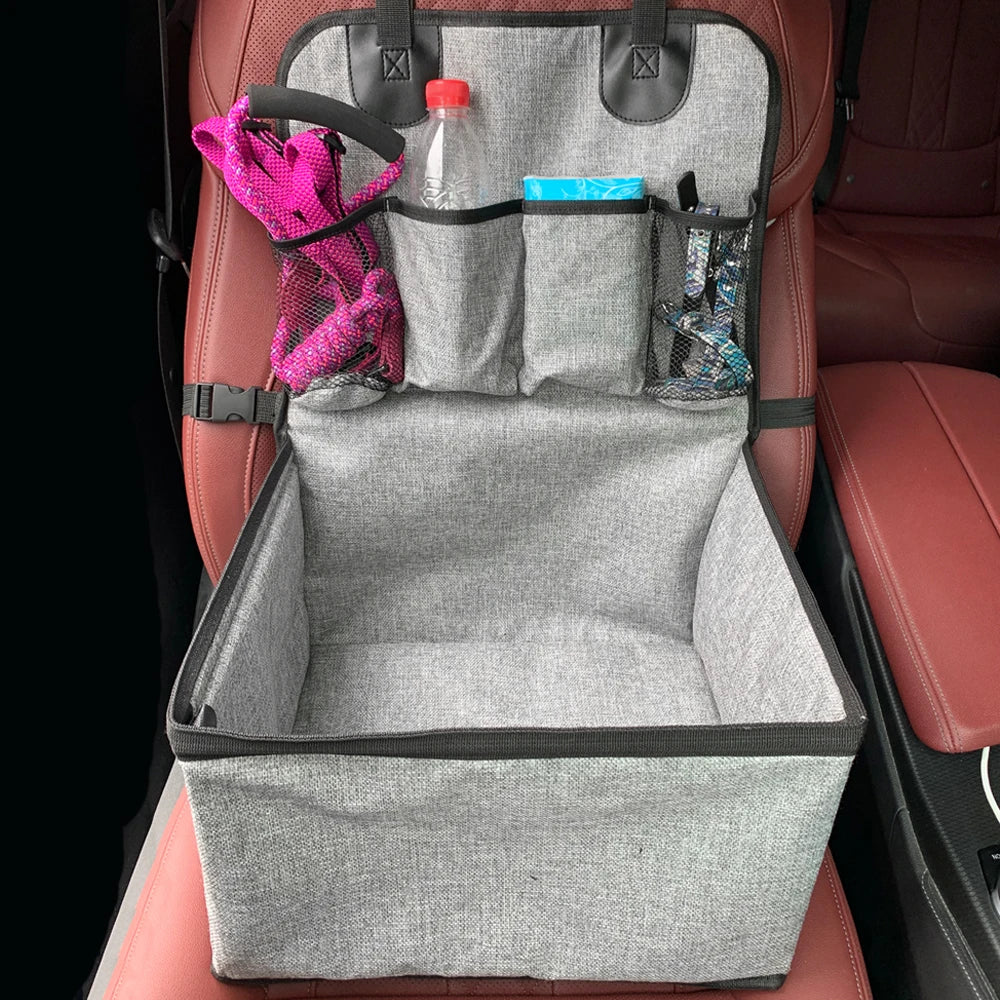 Dog Car Booster Seat – Front Seat with Storage Pockets