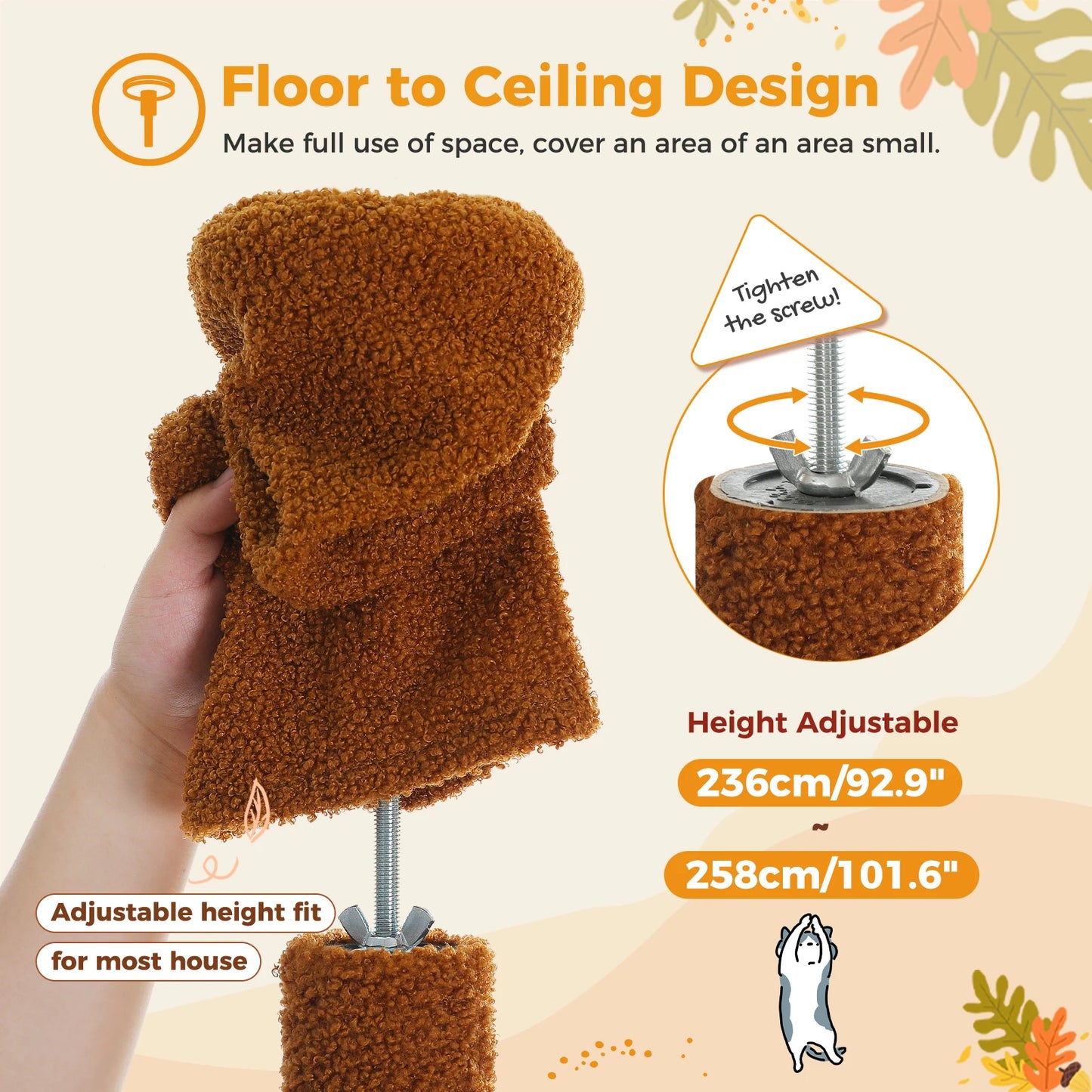 Adjustable Cat Tree with Scratching Posts & Hammock
