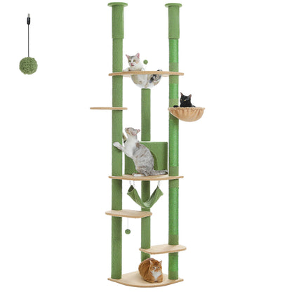 Adjustable Cat Tree with Scratching Posts & Hammock