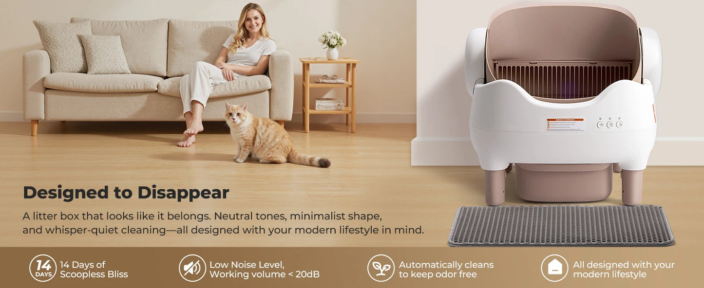 Self-Cleaning Automatic Cat Litter Box – App Control, Odor-Free