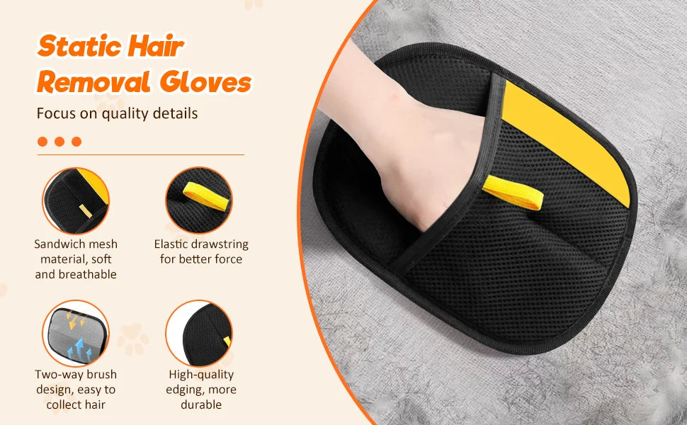 Pet Hair Removal Gloves – Double-Sided Fur Brush