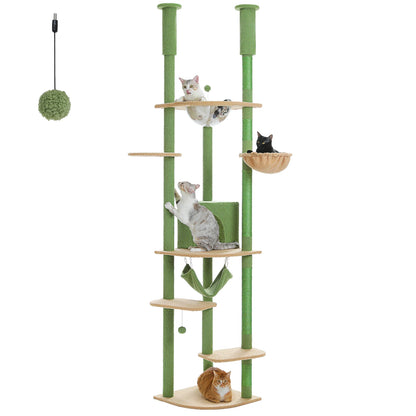 Adjustable Cat Tree with Scratching Posts & Hammock
