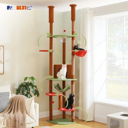 Adjustable Cat Tree with Scratching Posts & Hammock