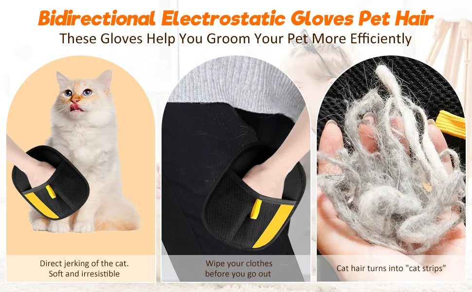 Pet Hair Removal Gloves – Double-Sided Fur Brush