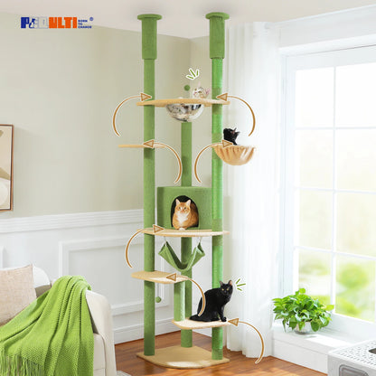Adjustable Cat Tree with Scratching Posts & Hammock