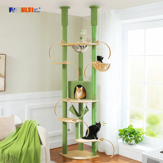 Adjustable Cat Tree with Scratching Posts & Hammock