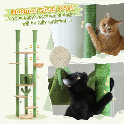 Adjustable Cat Tree with Scratching Posts & Hammock