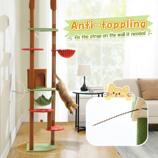 Adjustable Cat Tree with Scratching Posts & Hammock