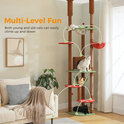 Adjustable Cat Tree with Scratching Posts & Hammock