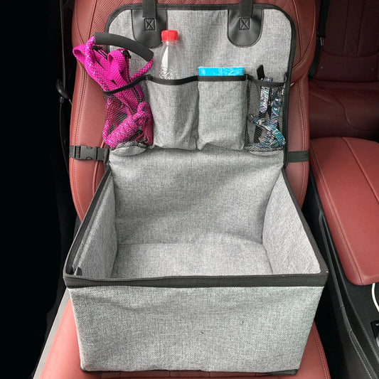 Dog Car Booster Seat – Front Seat with Storage Pockets